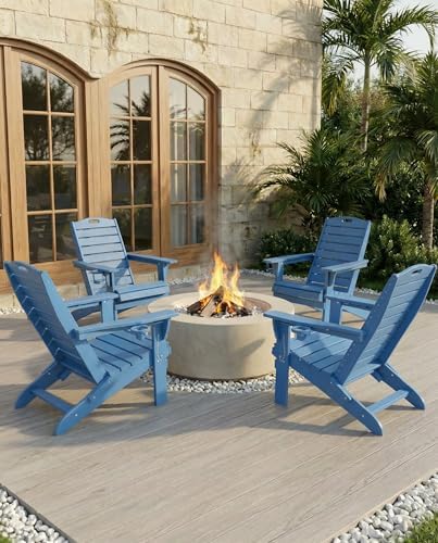 Adjustable Adirondack Chair,Outdoor Fire Pit Chair,NavyBlue