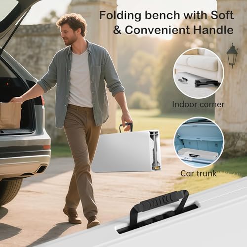 VSOAEIL 6 Foot Folding Bench, 6 FT Foldable Plastic Bench Indoor & Outdoor