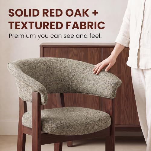 COLAMY Fully Assembled Upholstered Dining Chair Set of 4,Solid Red Oak Wood K...