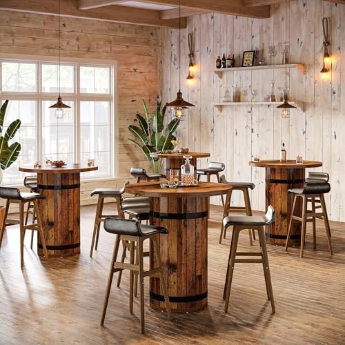 Tribesigns Round Bar Table, 39.4-Inch Bar Height, Bistro Pub Table