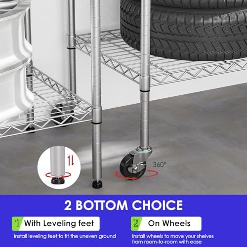 FDW | 6-Tier Wire Shelf with Wheels | 45" x 18" x 82" | Chrome