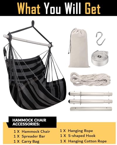 ADVOKAIR Hammock Chair Swing 500lbs Steel Bar Multi-Size Bedroom&Porch