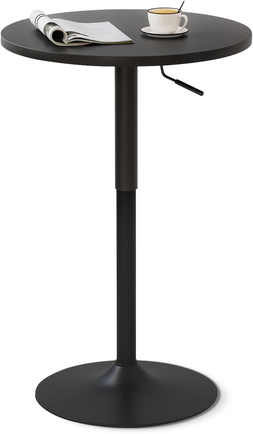 Furniliving Adjustable Height Pub Table 27''-36'', Round Cock...
