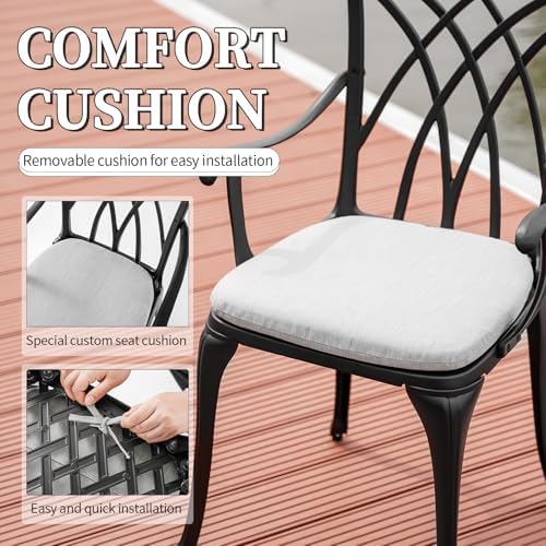 3 Piece Patio Bistro Set with Cushions, Outdoor Bistro Table and Chairs Set o...