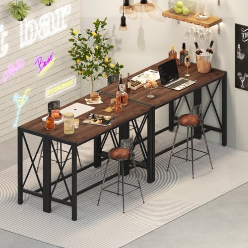BON AUGURE Bar Table, 55 in Counter Height Pub Tables, Rectangular Tall Behin...