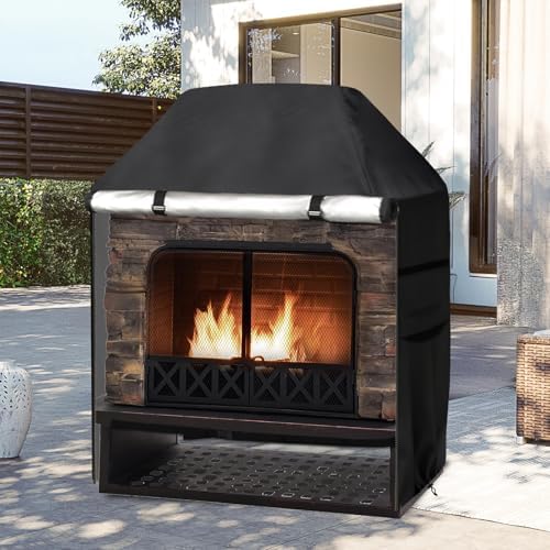Outdoor Fireplace Cover, 42"W x 24"D x 48"H, Black