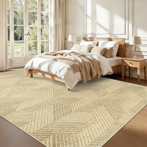 MXSANYOO Area Rugs 8x10 for Living Room, Washable Geometric Brown Rug