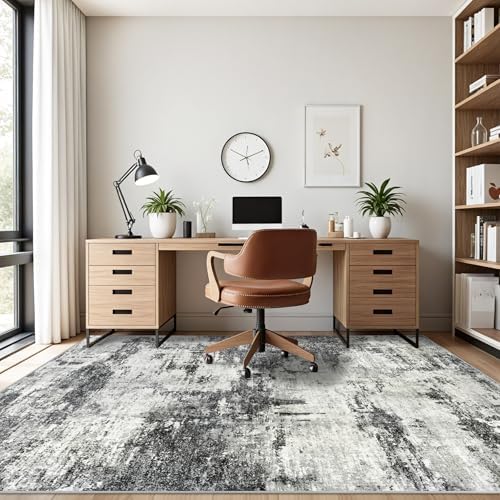 Tosuoka 9x12 Area Rugs for Living Room Abstract Washable Black Rug