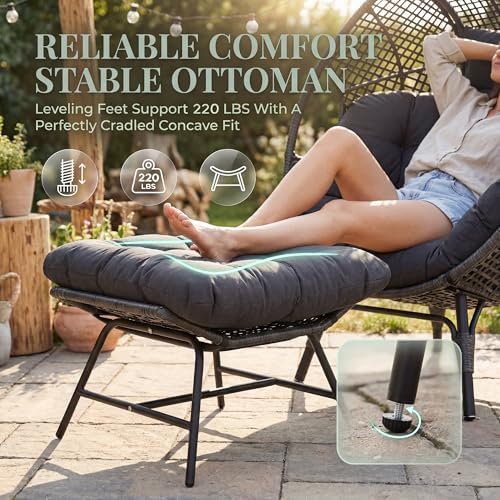 NICESOUL Patio Egg Chair with Ottoman, Indoor Outdoor Egg-Shell Lounge Chair,...
