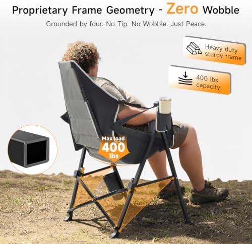Hammock Camping Chair with Adjustable Backrest, Headrest and Cup Holder