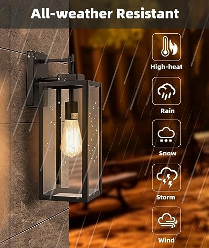 2 Pack Large Size Outdoor Wall Lights Dusk to Dawn, 18 Inch Wall Lantern Set ...