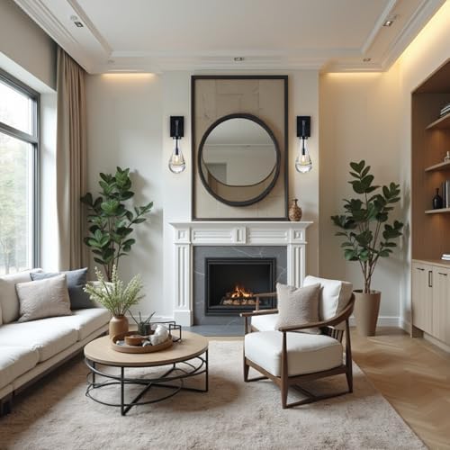 Wall Sconces Set of Two, Black Dimmable Raindrop Wall Lighting, Modern Bathro...