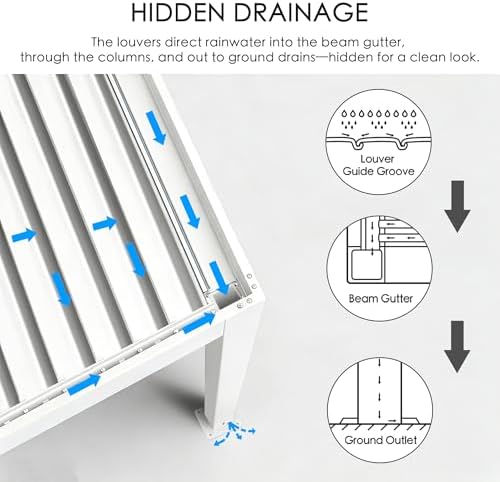 Kozyard Outdoor Louvered Pergola 10' x 12' Sun Shade Aluminum Patio S...
