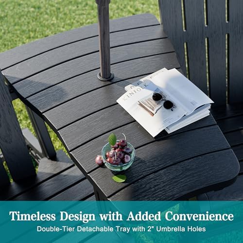 JY QAQA Outdoor Adirondack Chair Set of 2, All-Weather HDPE Patio Furniture w...