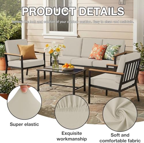 hyha 8Pcs Patio Cushion Covers, Stretch Outdoor Couch Cushion Covers