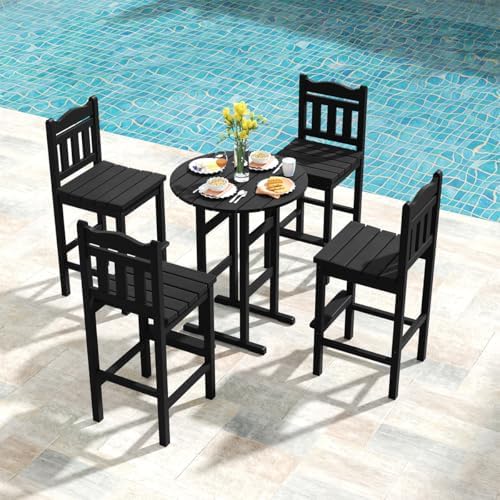 Sundale Outdoor Tall Adirondack Bar Chair Set of 6, HDPE Patio Bar Stools