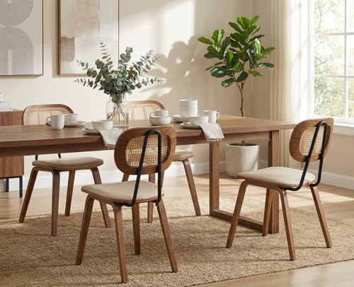 Ya-Home Mid-Century Dining Chairs Set of 2, PU Leather Kitchen Chairs with Ra...