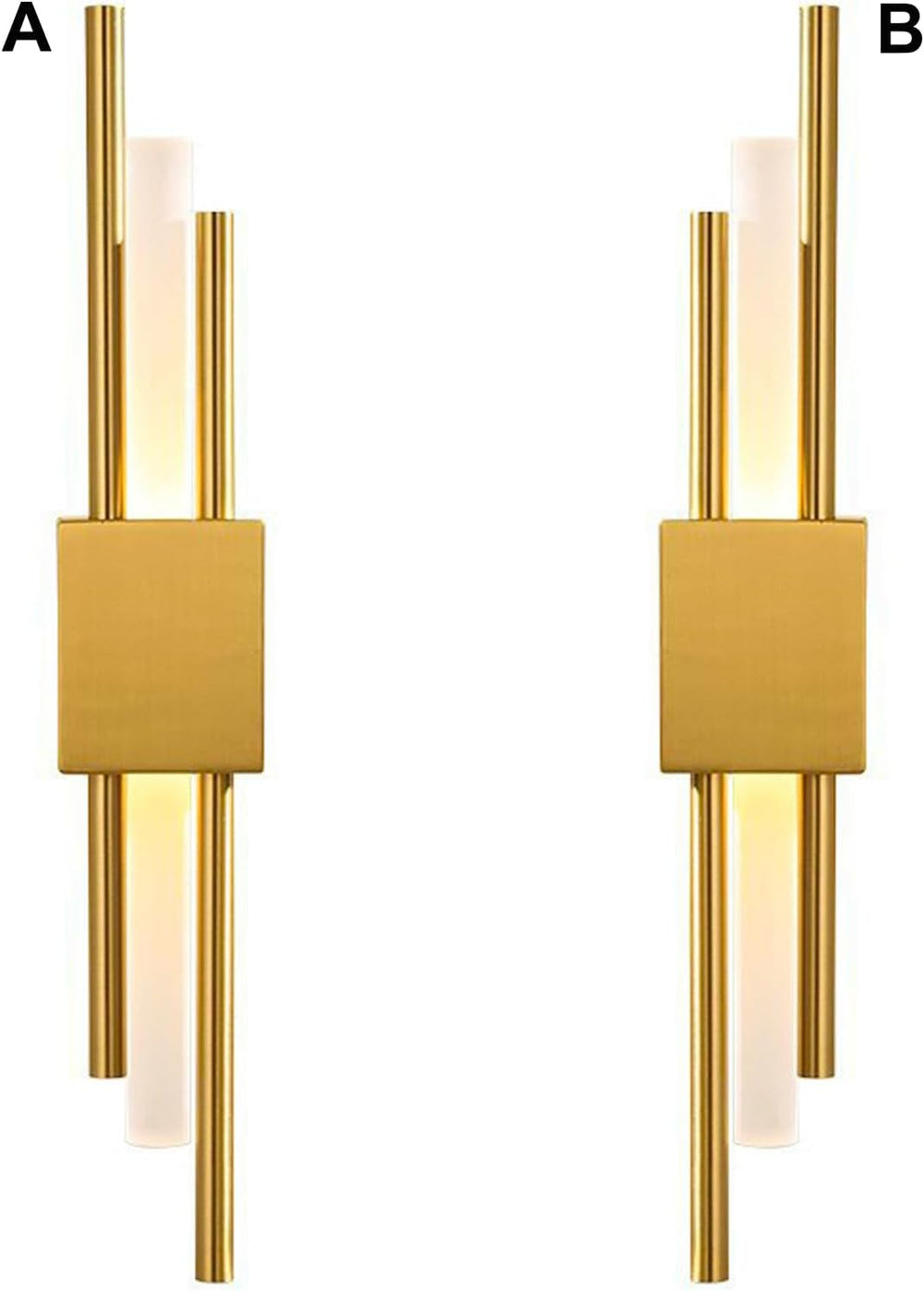 Modern Golden LED Wall Sconce, Geometric Metal and Acrylic Vertical Wall Lamp...