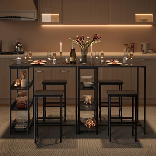 GarveeHome Dining Table Set for 2, Wood Table with Bar Stools