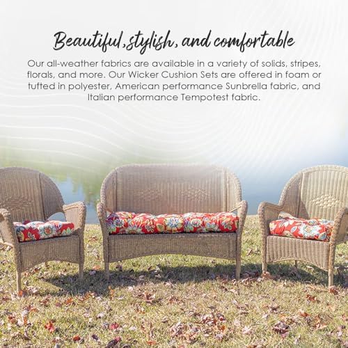 RSH DECOR 3Piece Wicker Tufted Outdoor Chair Cushions for Patio Furniture, Cr...