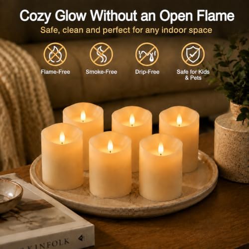 3 x 4 Inch Flameless Candles with Remote Set of 6 for Wedding Decor