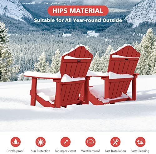 Tangkula Oversized Adirondack Chair, Patio Lounge Chairs w/Adjustable Cup Hol...