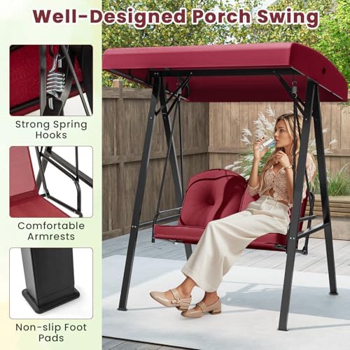 Tangkula 2 Person Porch Swing, Patio Swing with Adjustable Canopy, Heavy-Duty...