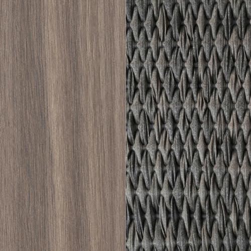 Outdoor Rattan Backless Bench with PE Wicker & Acacia Wood Frame, Grey