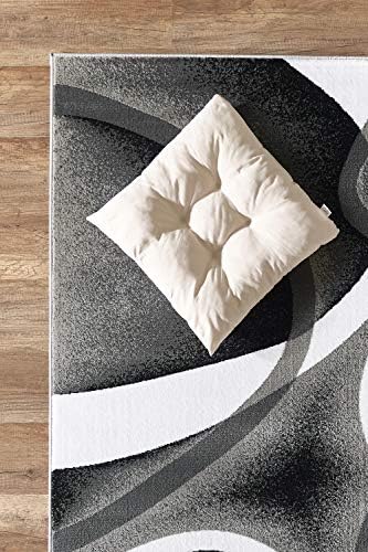 GLORY RUGS Modern Area Rug 4x6 Grey Swirls Carpet Bedroom Living Room Contemp...