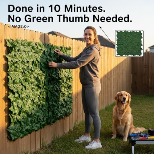 Artificial Ivy Privacy Fence Screen, 40x160in(43 Sqft) Anti-Ultraviolet Artif...