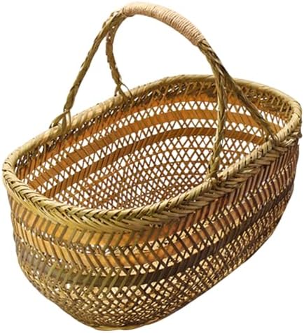Ciieeo Bamboo Weaving Shopping Basket Handheld Vegetable Fruit Storage Basket...