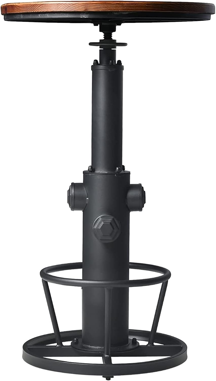 LOKKHAN Industrial Bar Table 38.6"-48.4" Height Adjustable Swivel R...