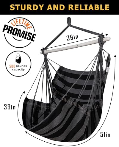 ADVOKAIR Hammock Chair Swing 500lbs Steel Bar Multi-Size Bedroom&Porch