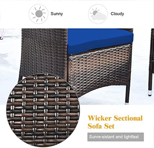 Tangkula 4-Piece Modern Patio Rattan Conversation Set, Outdoor Wicker Furnitu...