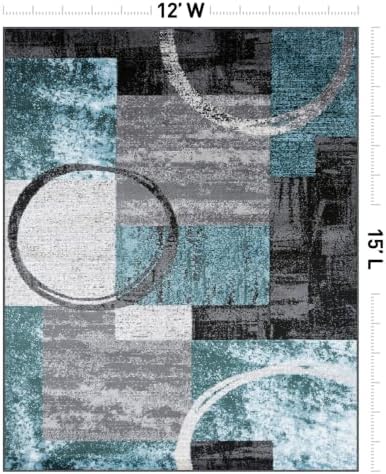 Rugshop Circle Design Contemporary Fade-Resistant Area Rug Gray 12' x 15&...