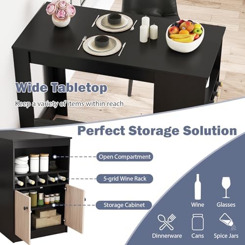 Giantex 48" Dining Table, Counter Height Bar Table with Storage Cabinet,...