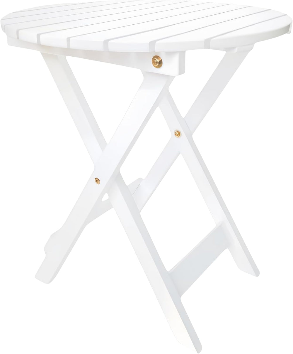 Outdoor Wooden Side Table, Folding Patio End Table, Small Round Furniture Tab...