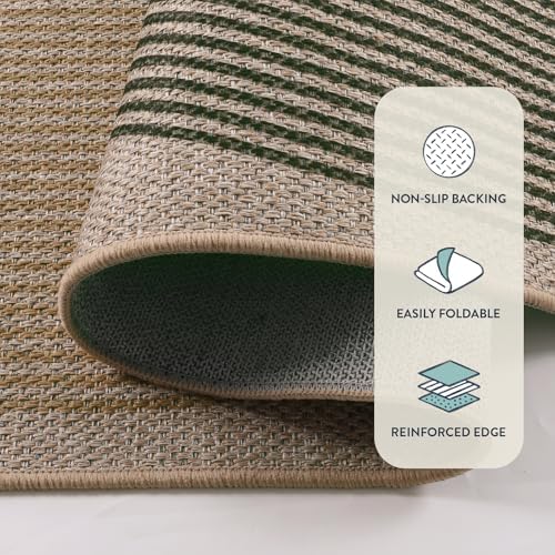 Lahome Enfys Modern Rainbow Easy Jute Rug, 2x8 Hallway Runner Washable Rugs f...