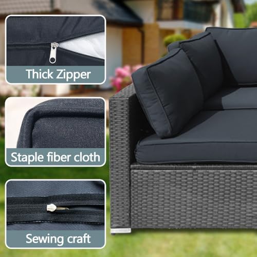 14Pcs Outdoor Cushion Covers Replacement Washable w/Zipper for 6-Seaters Sofa...