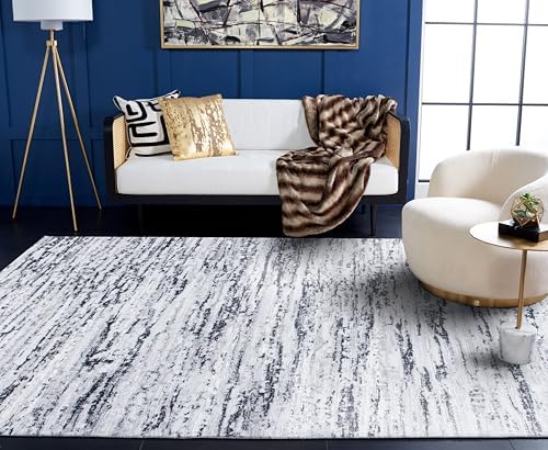 SAFAVIEH Amelia Collection Area Rug - 6' x 9', Light Grey & Charc...