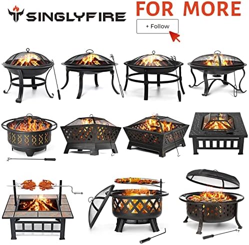SINGLYFIRE 36 Inch Fire Pits for Outside Large Outdoor Wood Burning Crossweav...