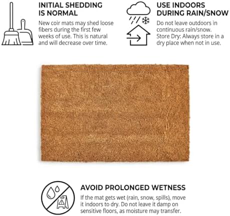 2-Piece Layered Front Doormat Set, Fall Decor Hello Natural Coco Coir Door Ma...