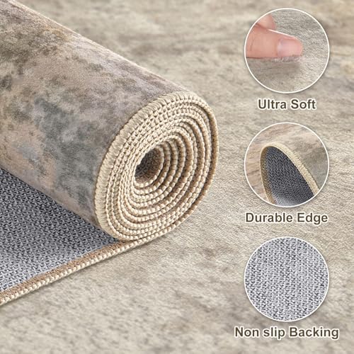 Abstract Rug 8x10 Washable Large Living Room Area Rug Dark Brown