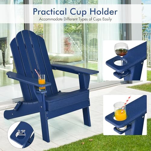 GIANTEX 2-Pack Adirondack Chair, Outdoor Folding Chairs, HDPE Weather Resista...