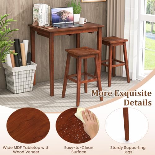 Giantex Bar Table and Chairs Set - 3-Piece Counter Height Dining Table Set wi...