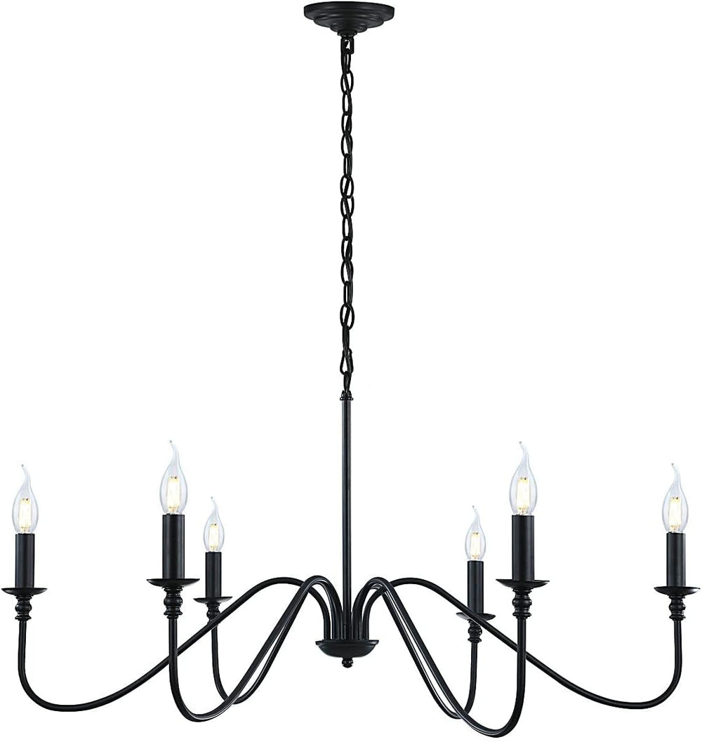 Miluolan Black Chandelier, 6-Light Farmhouse Chandelier for Dining Room