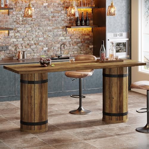 Tribesigns 70.9-Inch Long Bar Table, Farmhouse Counter Height Table