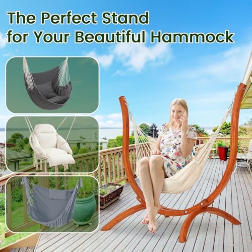Premium Wooden Hammock Stand only (500 lbs/226kg), Sun Protection & Rain ...