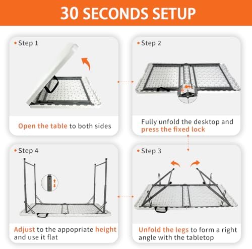 Folding Table 4 Foot, Heavy Duty Adjustable Height Folding Card Table Portabl...