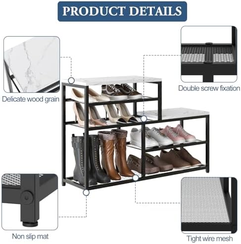 Shoe Rack Bench for Entryway,Free Standing Shoe Storage Organizer for Front D...